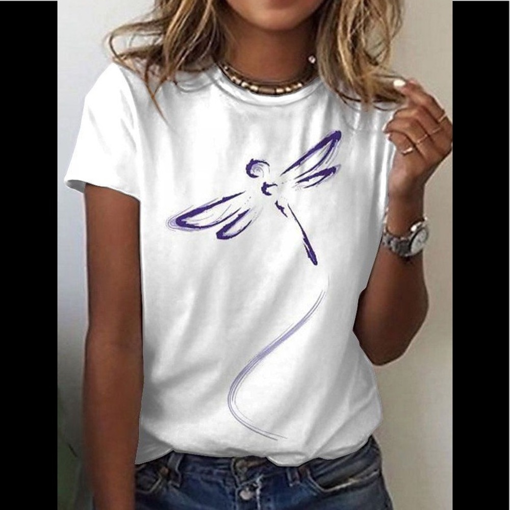 white Cotton blend crew neck casual short Sleeve